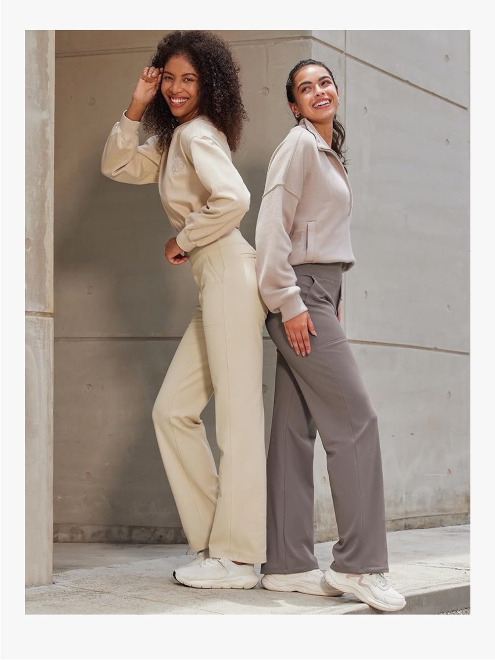 Yoga Pants. Women's Wide-Leg Pull-On Pants - Cream